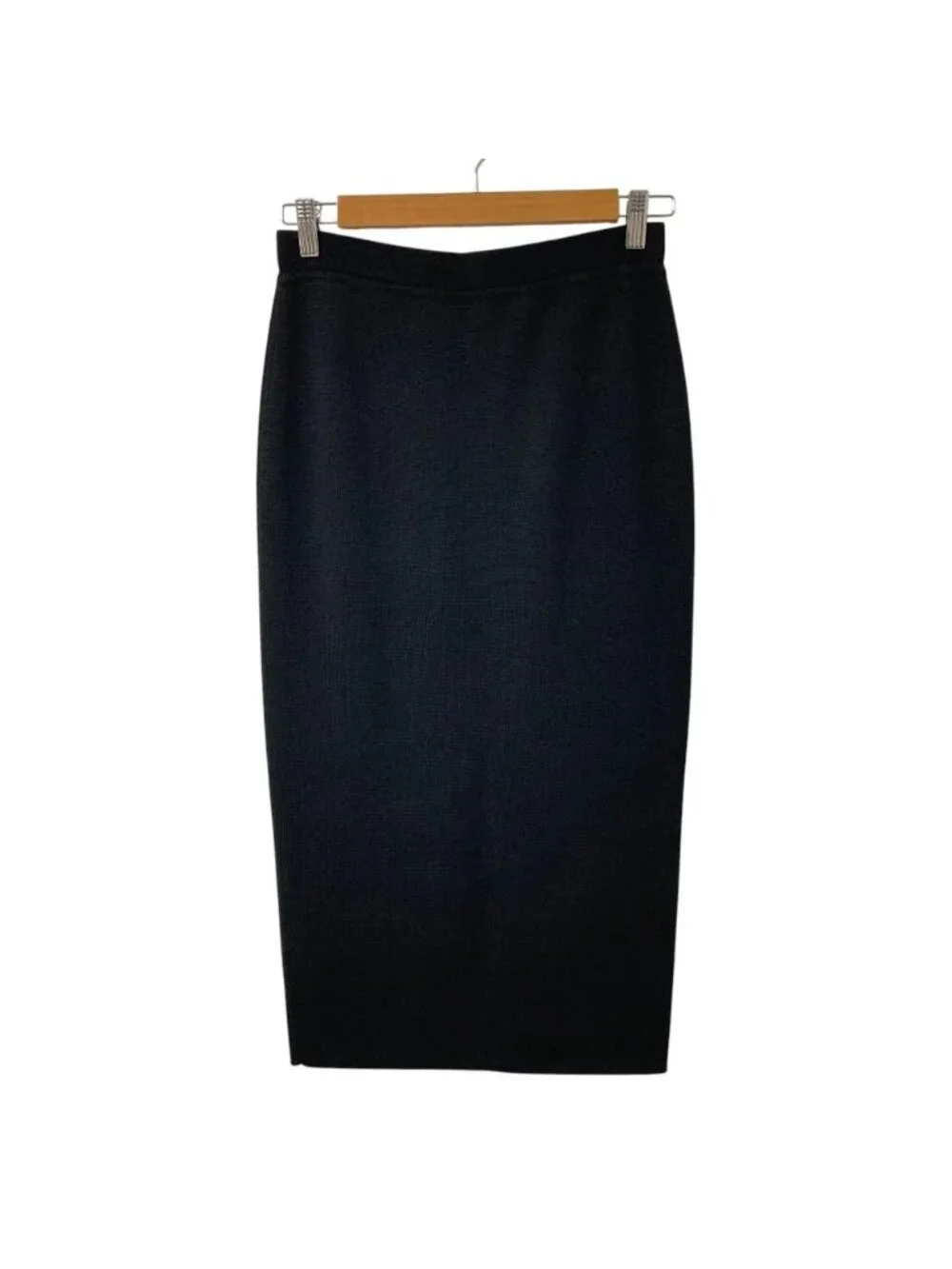 Chanel Back Zip Knit Tight Long Skirt 02 Black